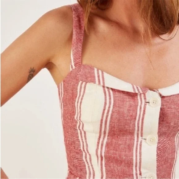 Reformation Linen Stripe Coconut Romper 10 EUC - Picture 3 of 9